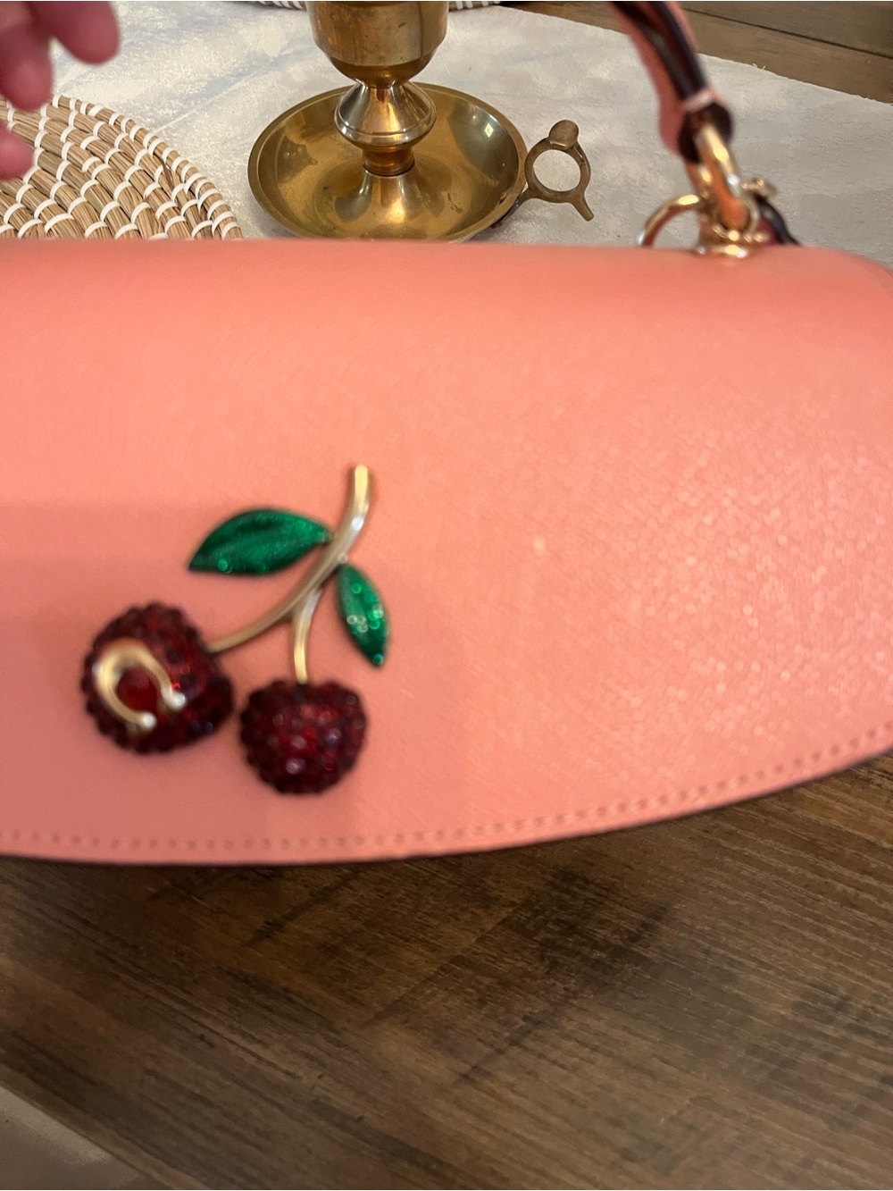Coach Coral Pink Cherry Appliqué Top-Handle Satchel - Picture 12 of 16
